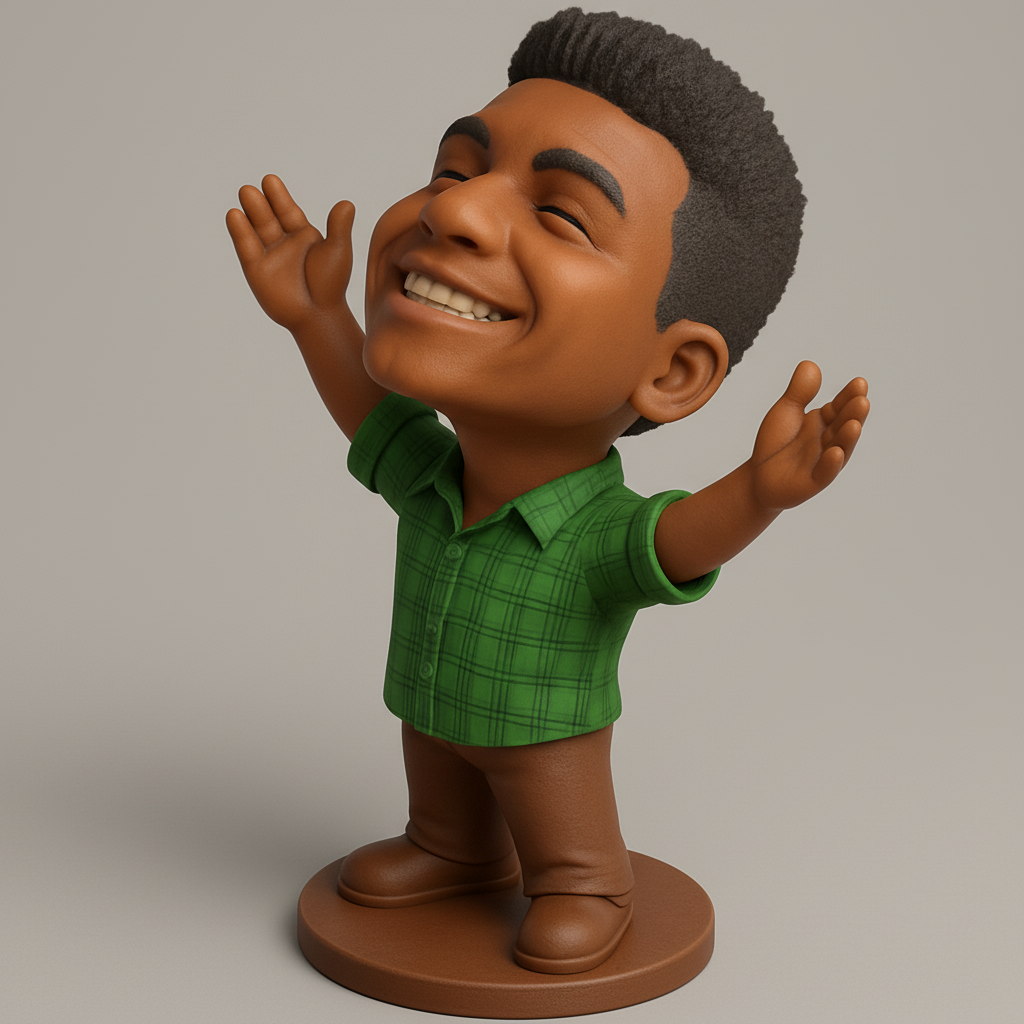 face anatomy 3d model-create 3d face model from photo_Embrace Joy: Happy Man Bobblehead Figurine Print