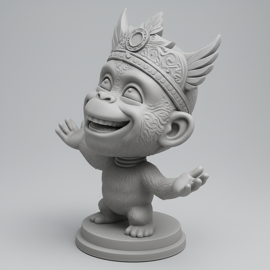 face to 3d model ai-3D portrait printing from photo_Joyful Monkey King Bobblehead Figurine