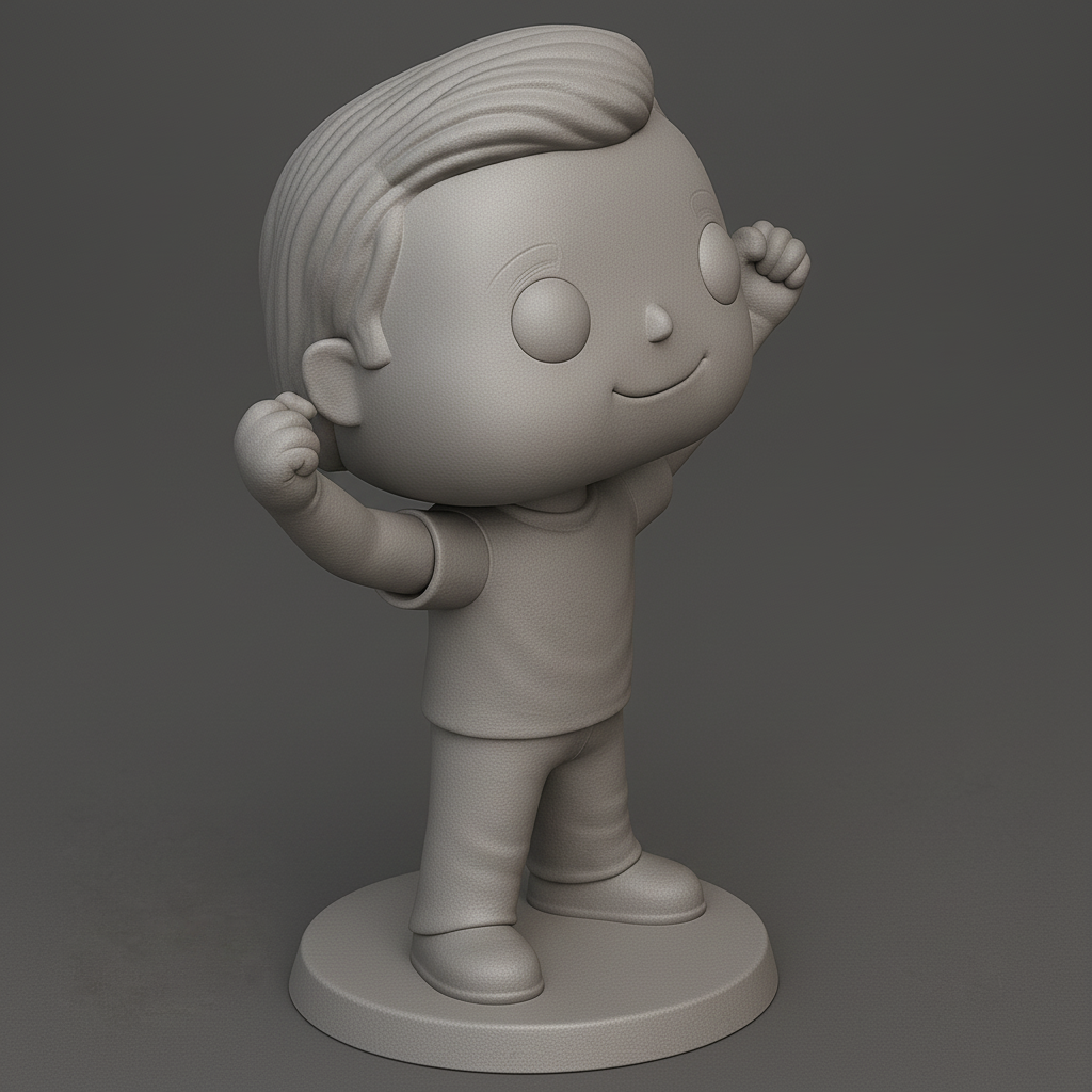 face anatomy 3d model-create 3d face model from photo_Enthusiastic Funko-Style Figure - Celebrate Success!