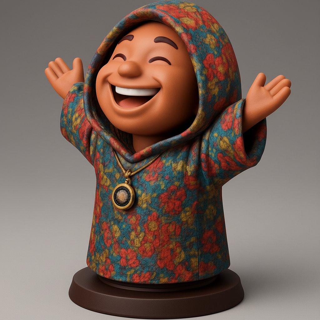 face to 3d model ai-3D portrait printing from photo_Radiant Joy Buddy - Welcoming Floral Statue