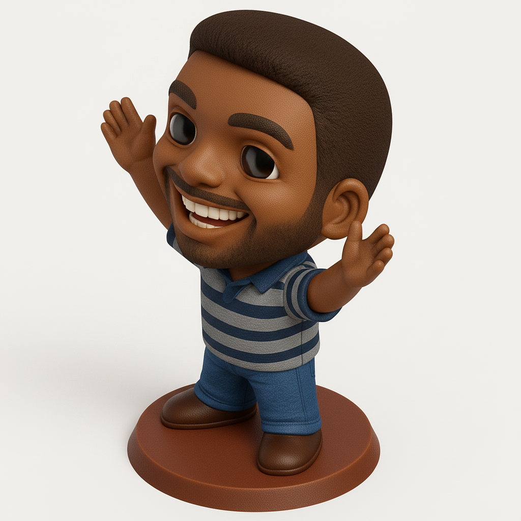 face to 3d model ai-3D portrait printing from photo_Joyful Chibi Collectible Figurine