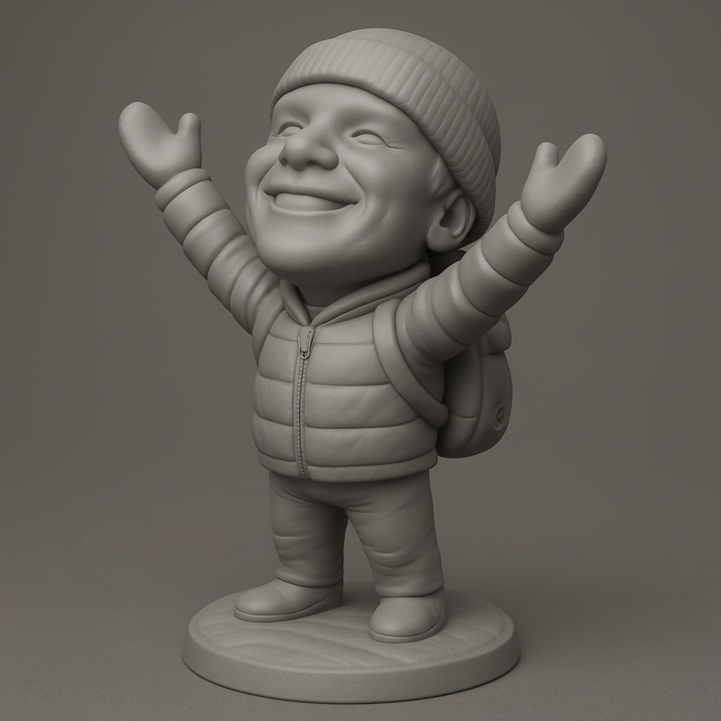 face to 3d model ai-3D portrait printing from photo_Smiling Adventure Figurine: Embrace the Joy!
