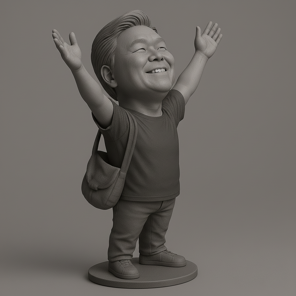 silhouette 3d printer maker-3d portrait printing_Joyful Figure with Outstretched Arms