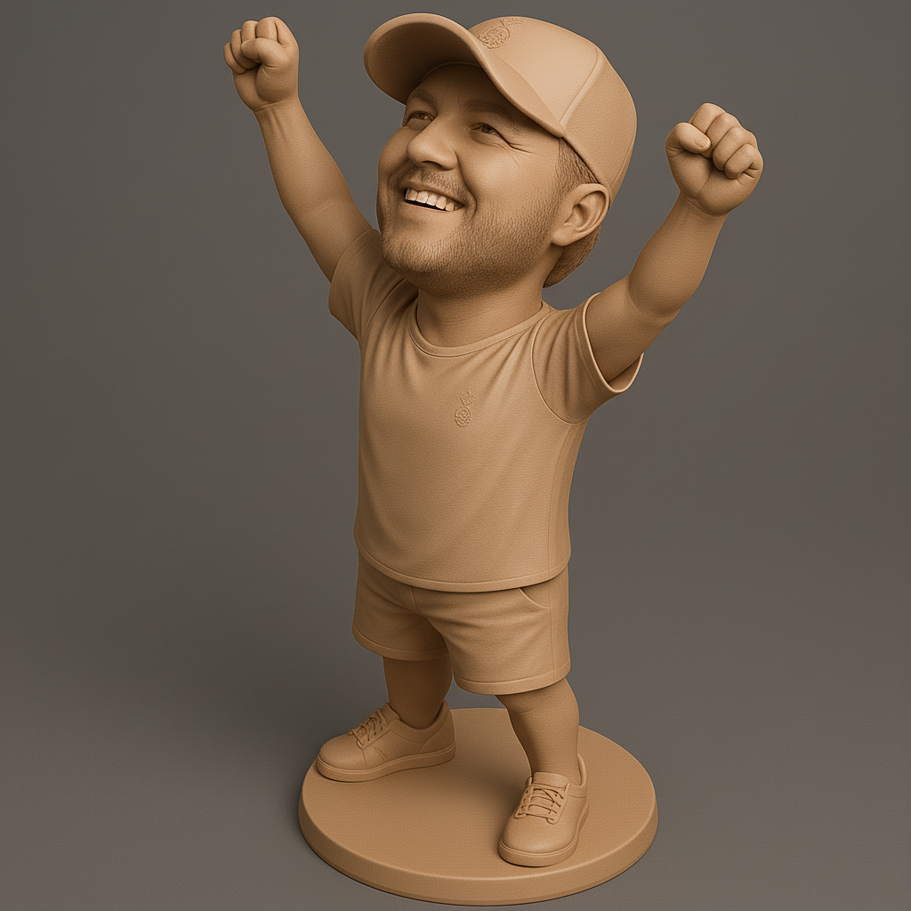silhouette 3d printer maker-3d portrait printing_Joyful Champion Figurine for 3D Printing