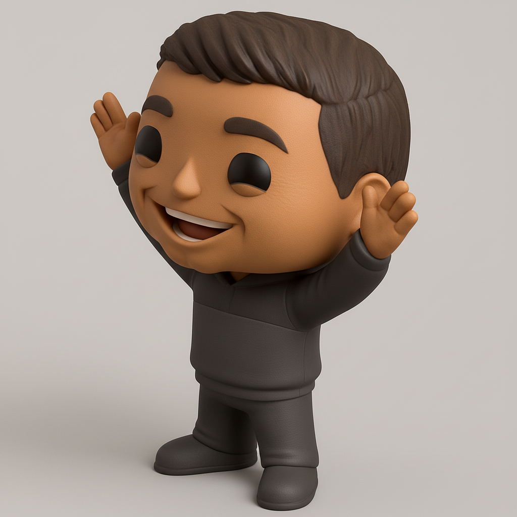 face to 3d model ai-3D portrait printing from photo_Uplifting Desk Companion: Happy Pop-Style Figurine