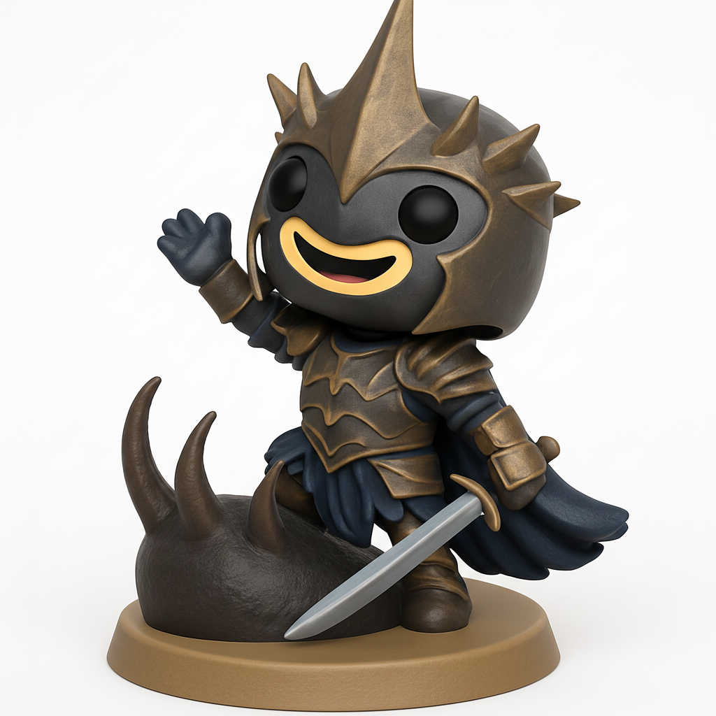 face to 3d model ai-3D portrait printing from photo_Chibi Dark Knight Waving Collectible with Base