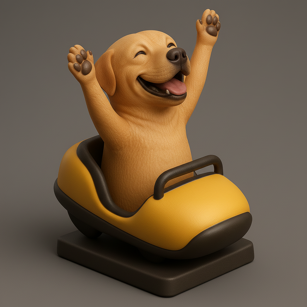 silhouette 3d printer maker-3d portrait printing_Joyful Dog in Roller Coaster Ride