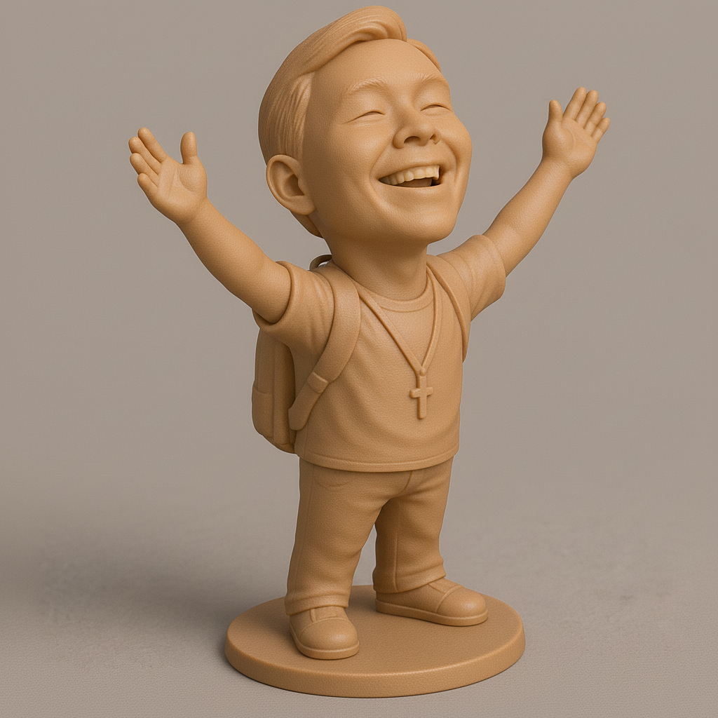 face anatomy 3d model-create 3d face model from photo_Joyful Kid with Backpack 3D Model