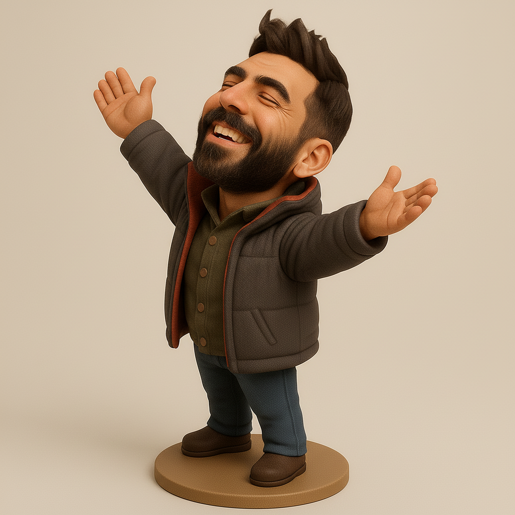 silhouette 3d printer maker-3d portrait printing_Joyful Character with Outstretched Arms