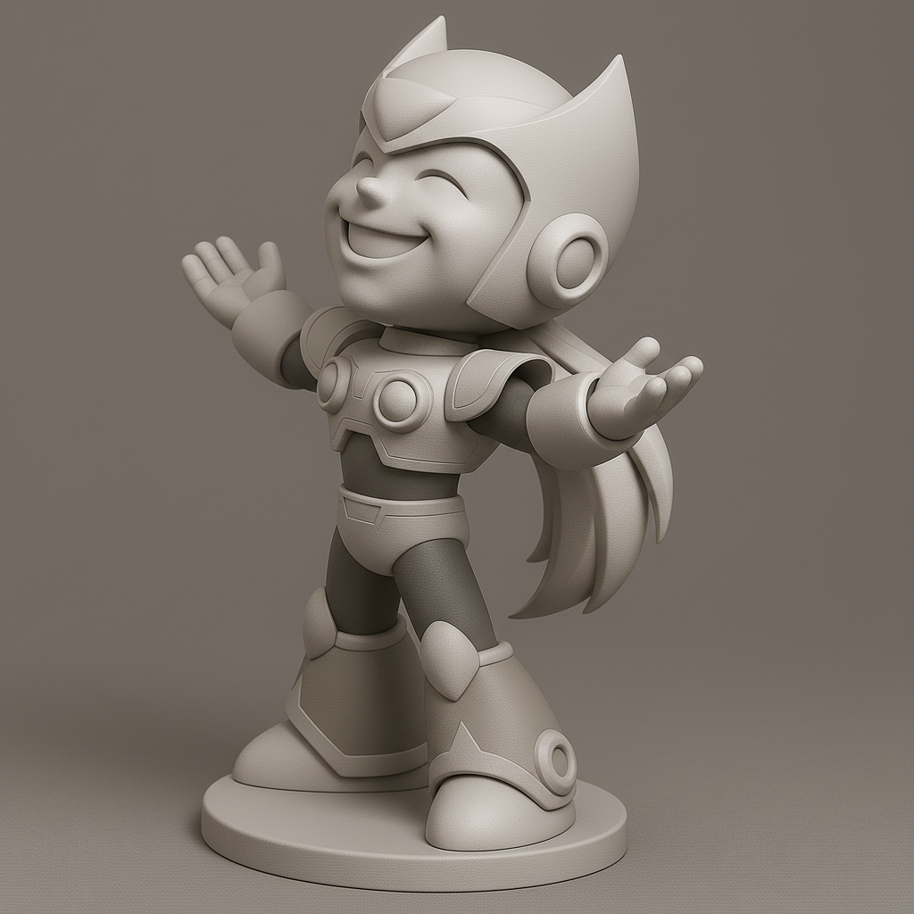 silhouette 3d printer maker-3d portrait printing_Joyful Heroic Character for 3D Printing