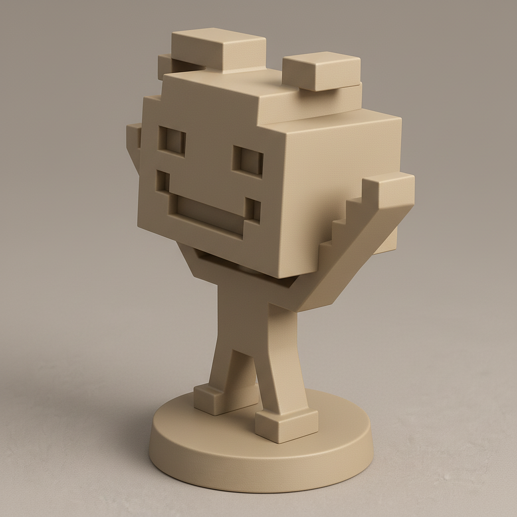 silhouette 3d printer maker-3d portrait printing_Happy Pixel Pal Figurine - Nostalgic 8-Bit Desk Decor