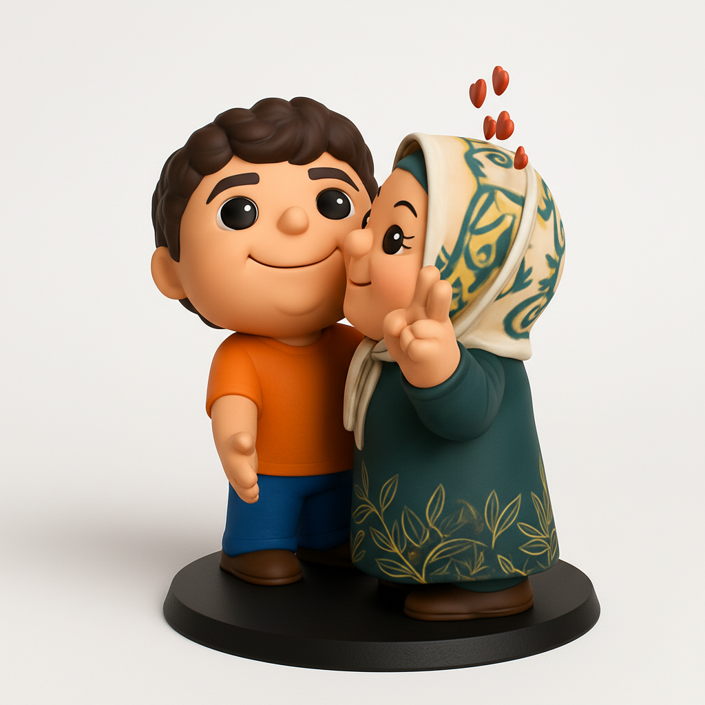 face to 3d model ai-3D portrait printing from photo_Sweet Embrace: Love, Peace & Family Figurine