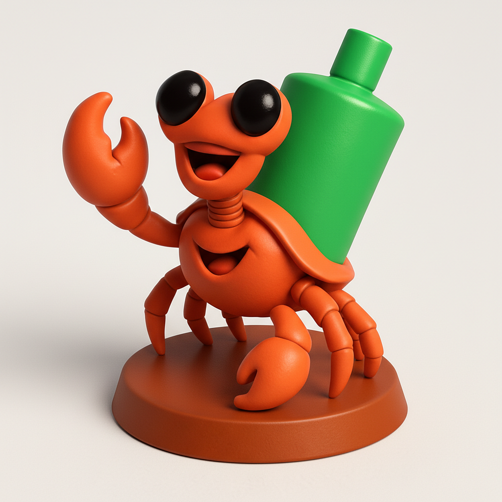 face anatomy 3d model-create 3d face model from photo_Happy Hermit Crab: Eco-Friendly Desk Buddy Figurine