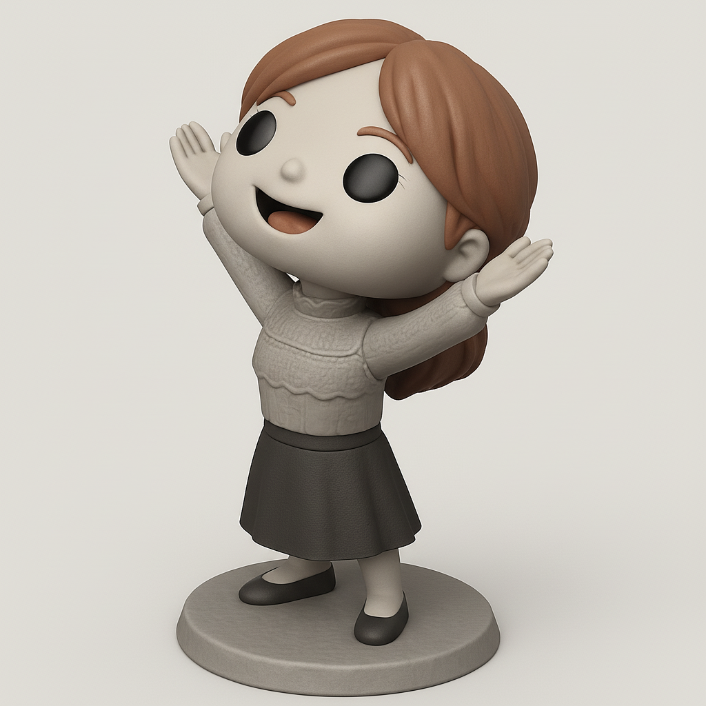 face anatomy 3d model-create 3d face model from photo_Charming Welcoming Girl Figurine - Joyful Desk Decor