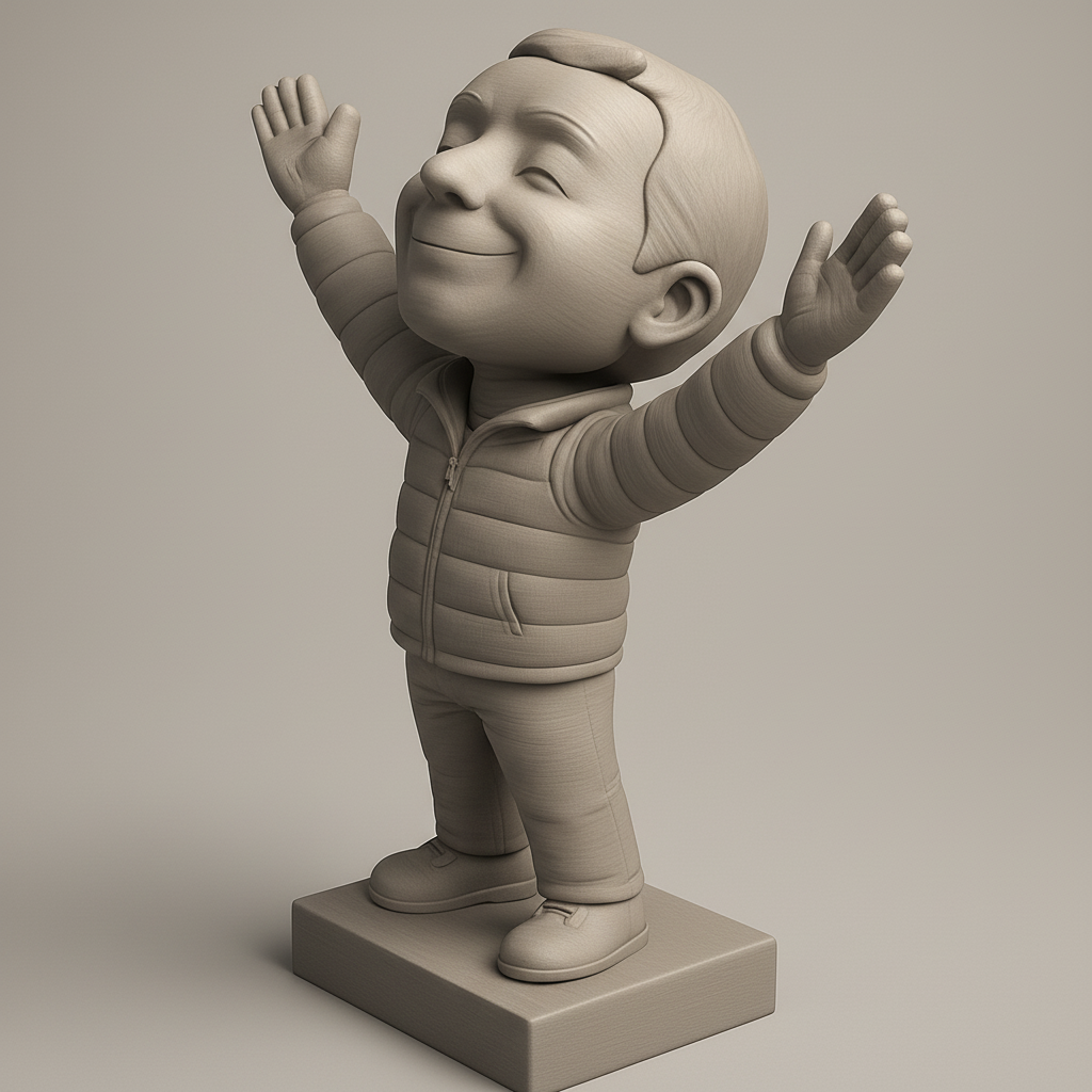 silhouette 3d printer maker-3d portrait printing_Joyful Kid Figure for 3D Printing