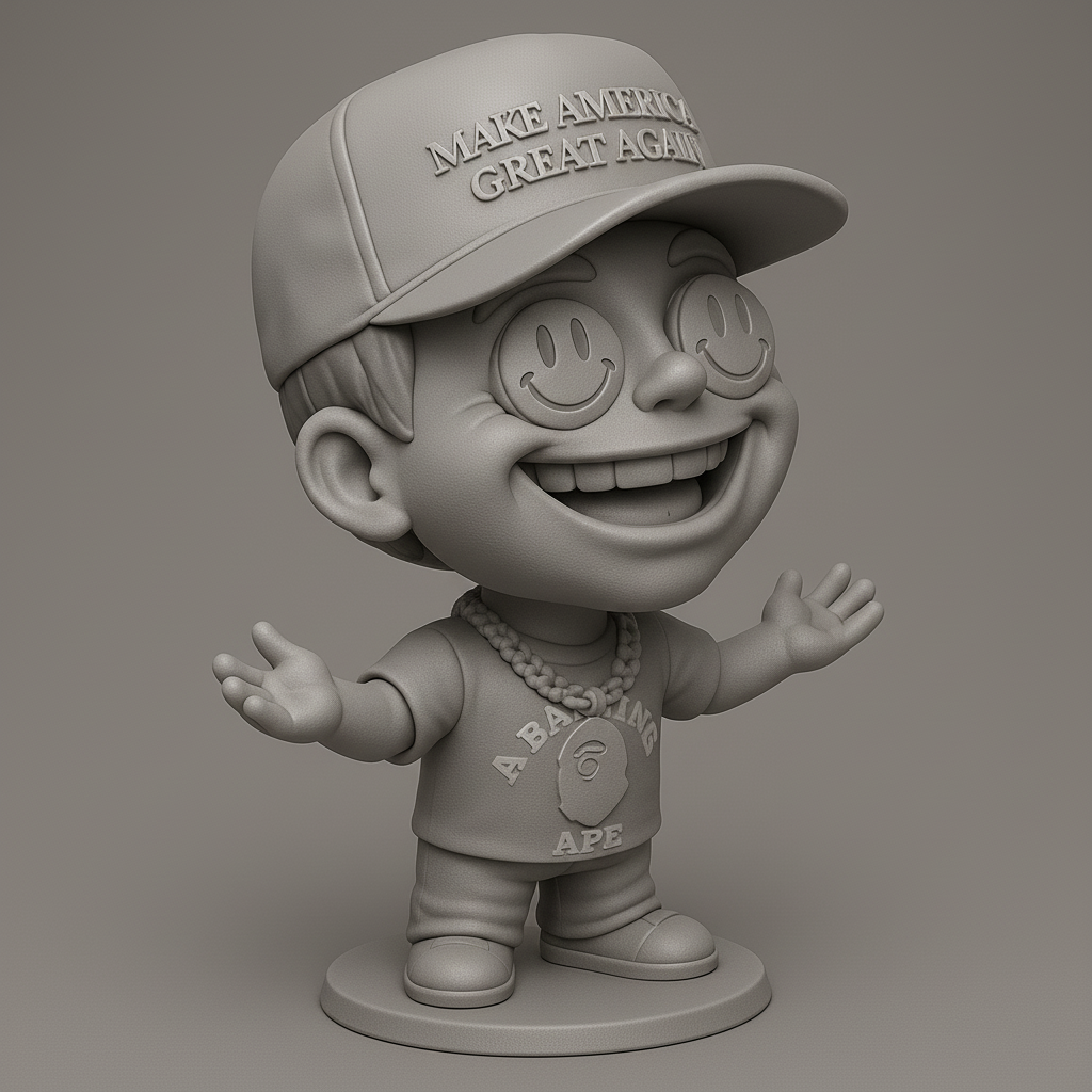 silhouette 3d printer maker-3d portrait printing_Cheerful Cartoon Character Figurine