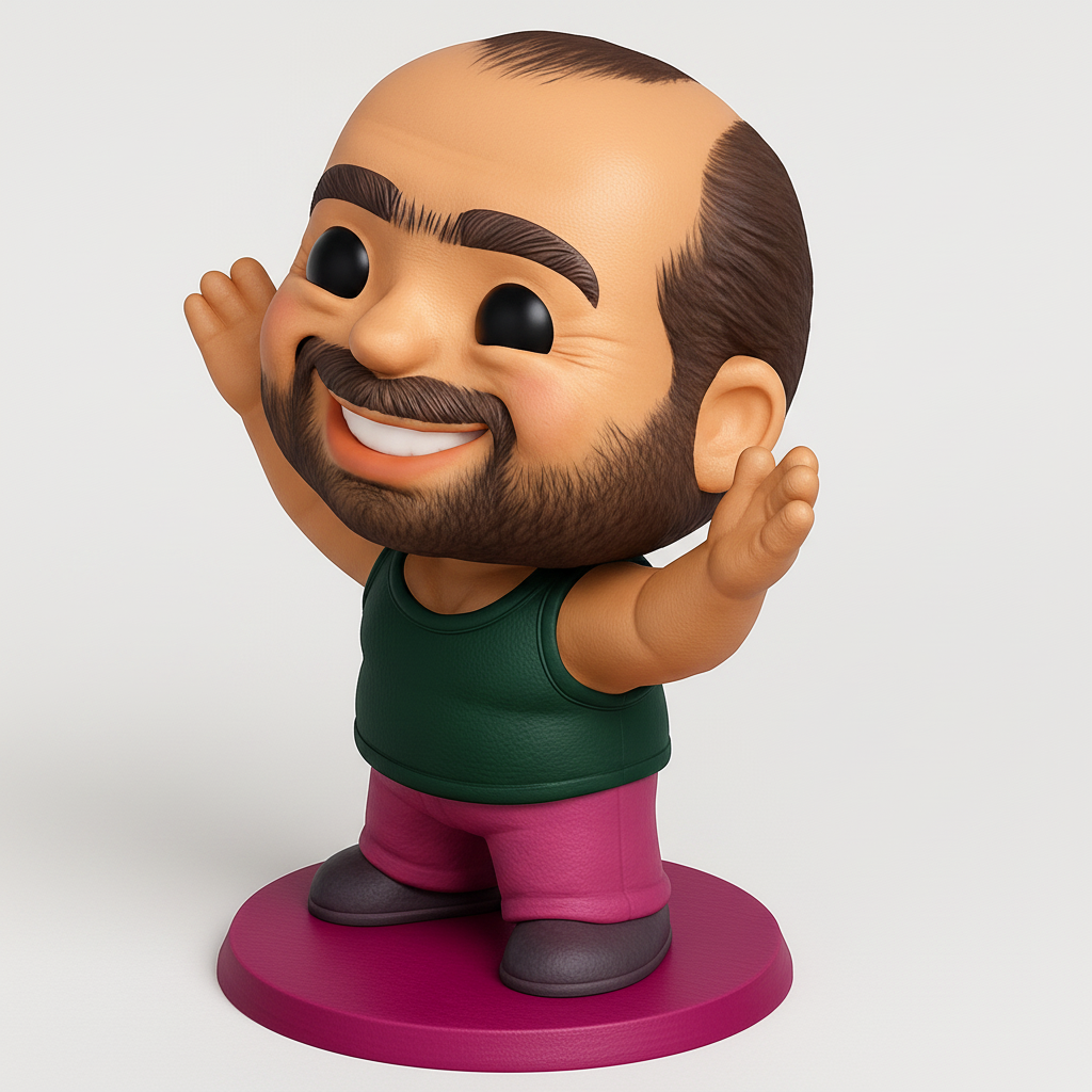face to 3d model ai-3D portrait printing from photo_Vibrant Smiling Bearded Pal: Bring Joy to Your Desk!