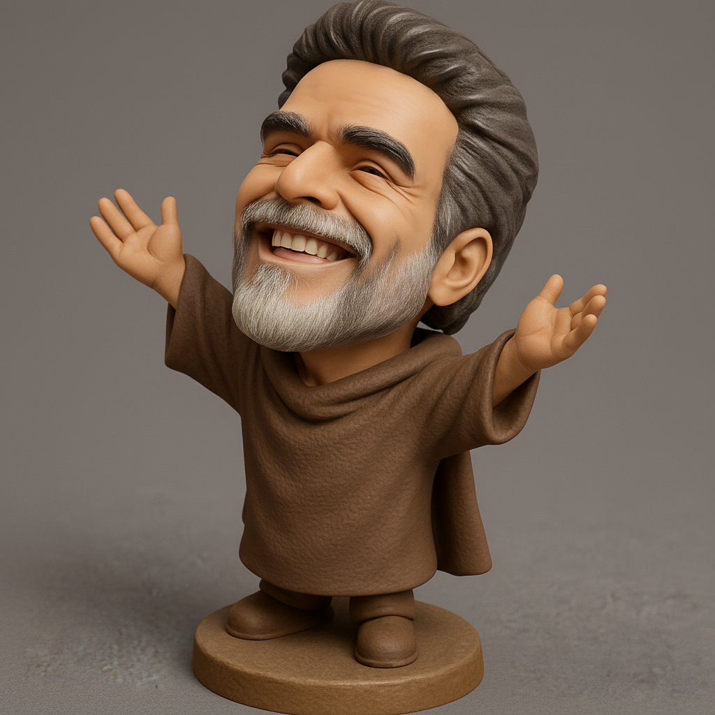 silhouette 3d printer maker-3d portrait printing_Welcoming Monk Bobblehead - Embrace Joy & Happiness