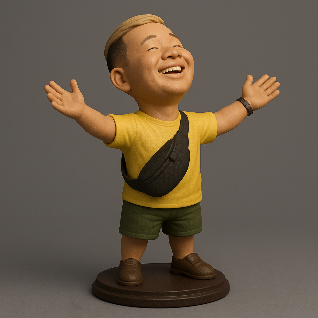 silhouette 3d printer maker-3d portrait printing_Joyful Figurine with Open Arms