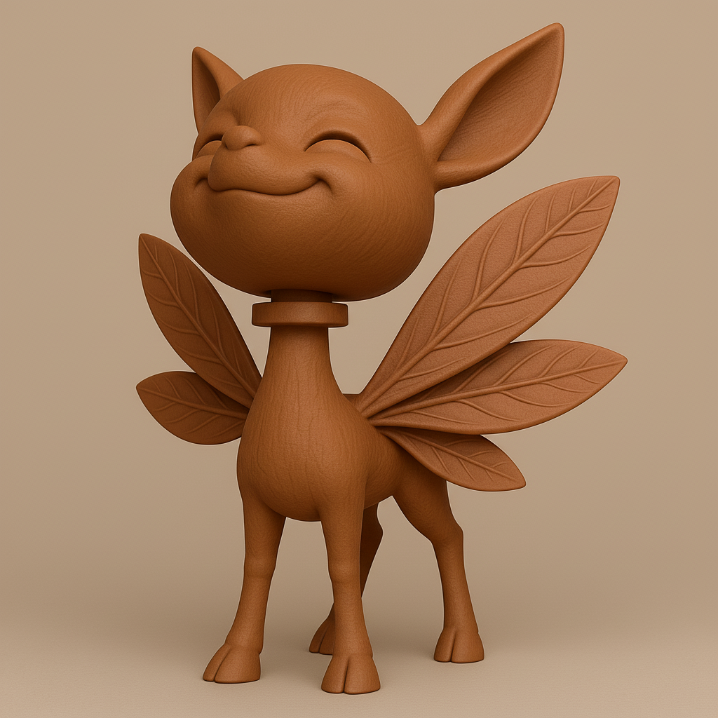 silhouette 3d printer maker-3d portrait printing_Whimsical Leaf Fairy Figurine