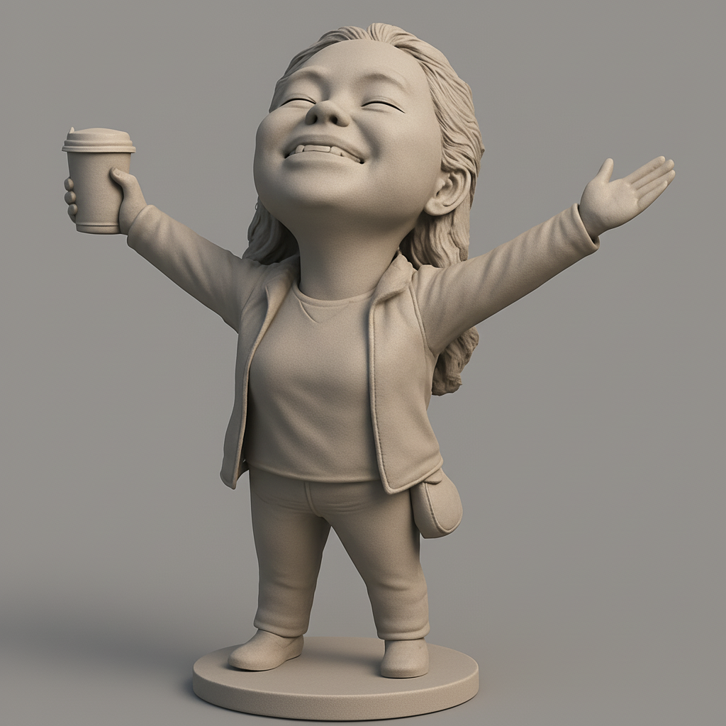 face anatomy 3d model-create 3d face model from photo_Joyful Figure with Coffee - Perfect for Display!