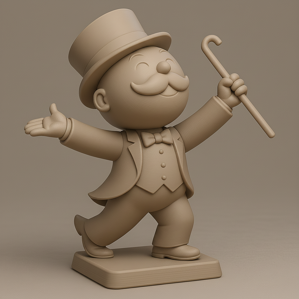 face anatomy 3d model-create 3d face model from photo_Charming Top Hat Character Figurine