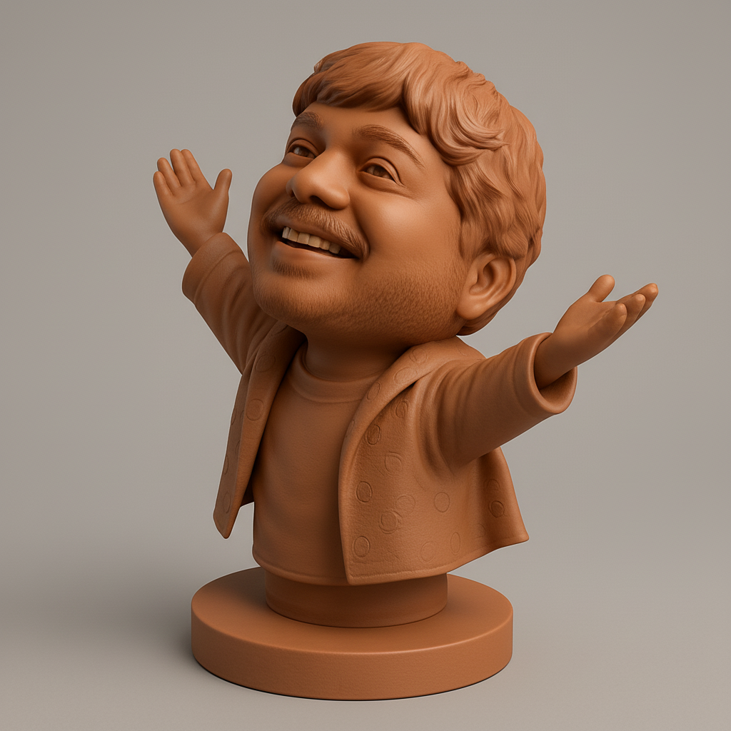 face to 3d model ai-3D portrait printing from photo_Uplifting Joyful Bobblehead Bust - Welcome Happiness!