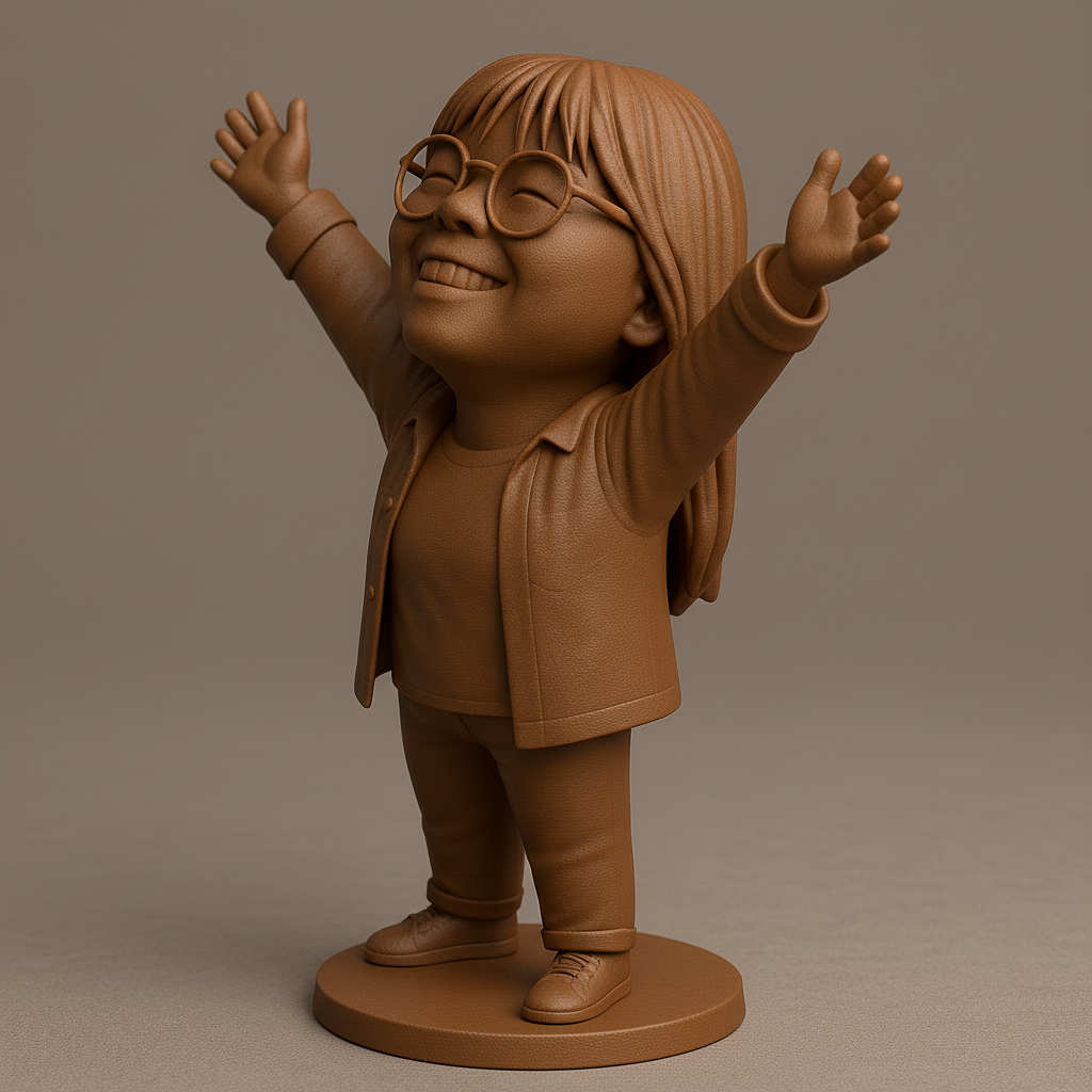 silhouette 3d printer maker-3d portrait printing_Joyful Child Figure with Outstretched Arms