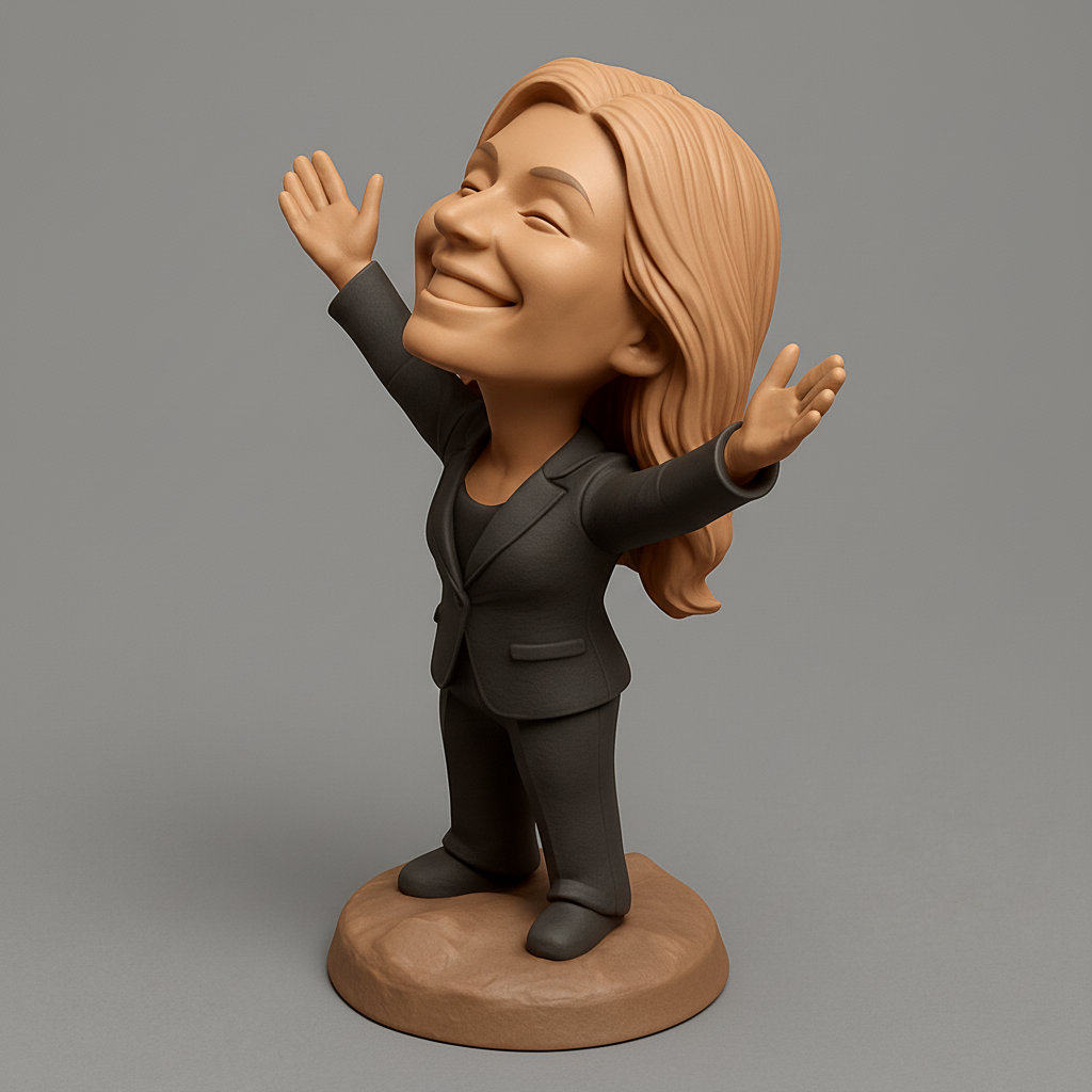 face to 3d model ai-3D portrait printing from photo_Joyful Success CEO Bobblehead - Embrace Your Wins!
