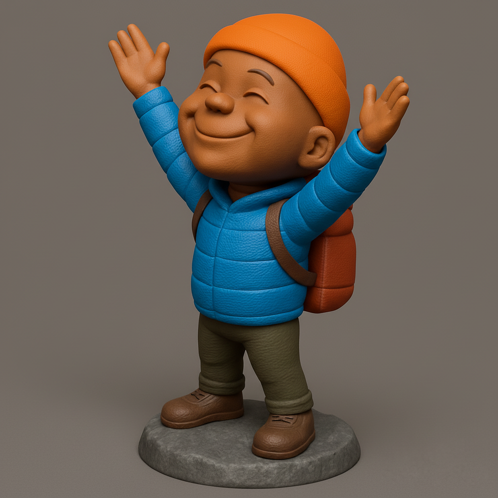 face anatomy 3d model-create 3d face model from photo_Joyful Explorer: Happy Hiker Celebration 3D Print