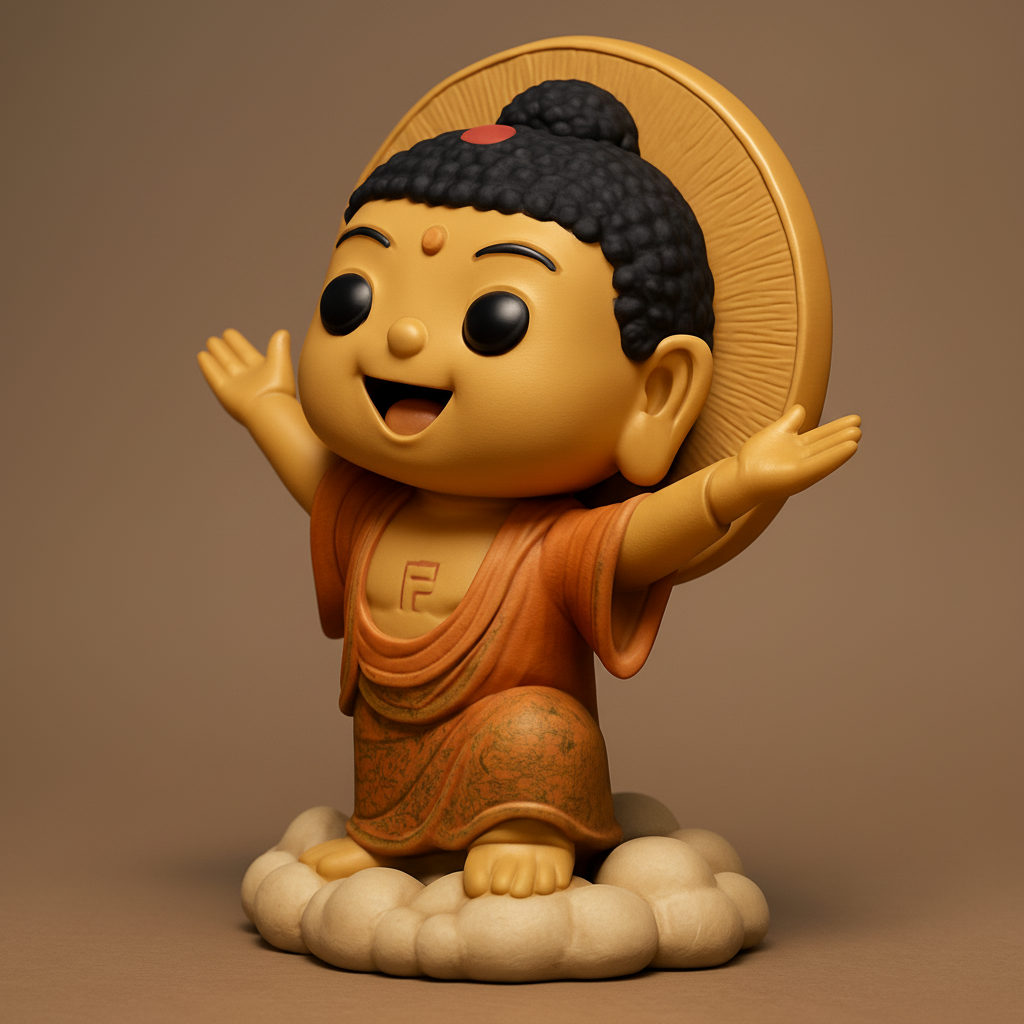 face anatomy 3d model-create 3d face model from photo_Joyful Chibi Buddha on Clouds: Zen & Happy Decor Print