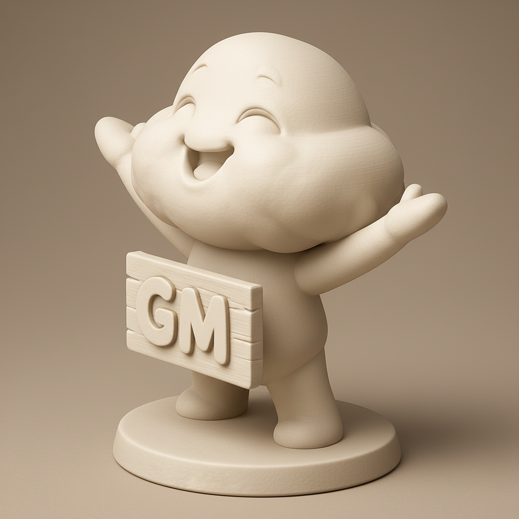 silhouette 3d printer maker-3d portrait printing_Cheerful Cloud Character with GM Sign