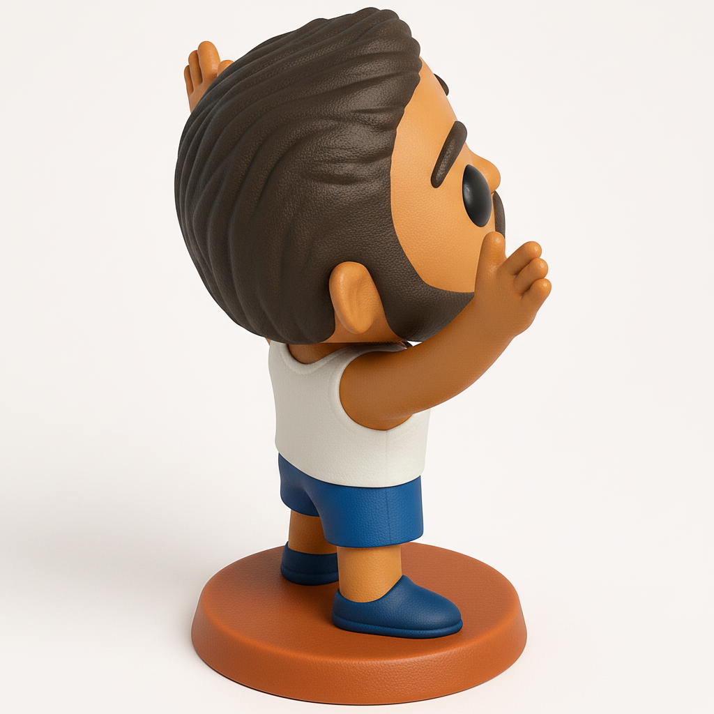 face anatomy 3d model-create 3d face model from photo_Joyful Bearded Man Figurine - Pop Art Style 3D Print