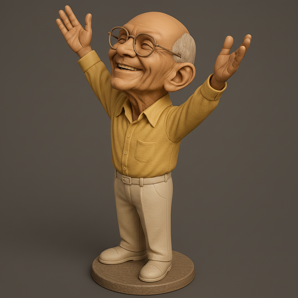 silhouette 3d printer maker-3d portrait printing_Joyful Grandpa Figurine for 3D Printing