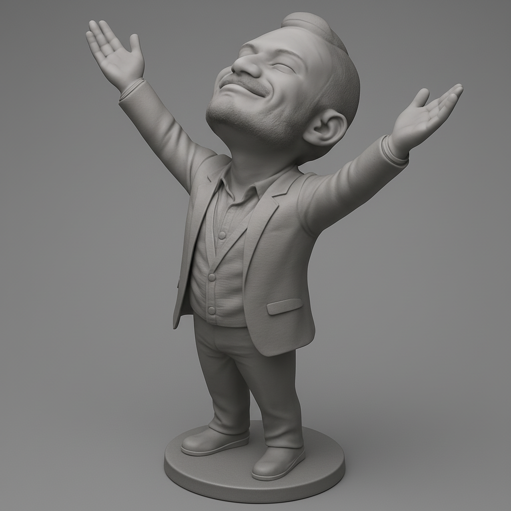 face to 3d model ai-3D portrait printing from photo_Ecstatic Pose Figurine - Celebrate Life's Joys!