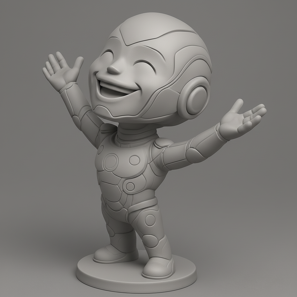 silhouette 3d printer maker-3d portrait printing_Uplifting Robot Pal: Share a Smile 3D Print