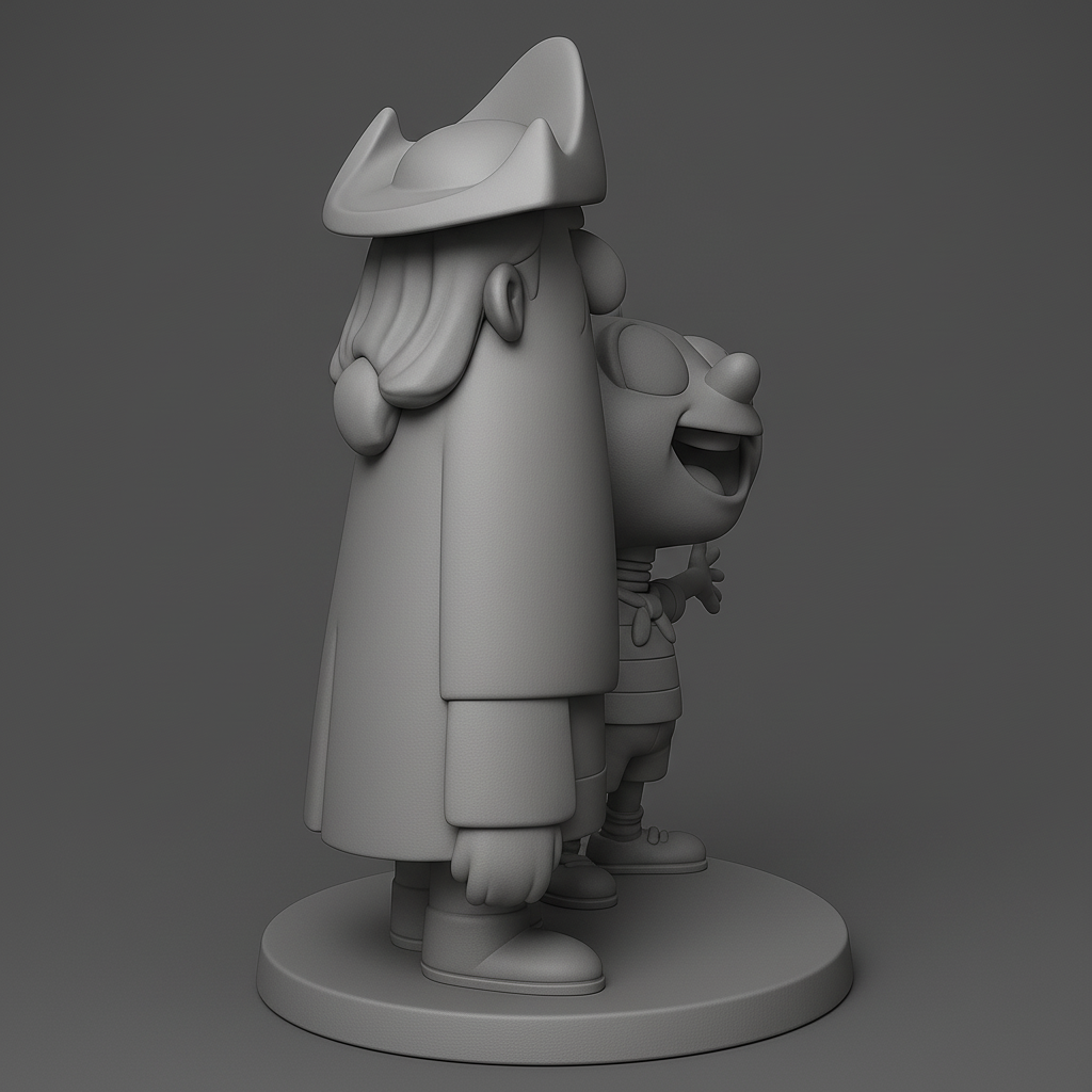 face anatomy 3d model-create 3d face model from photo_Whimsical Pirate and Boy Duo Figurine