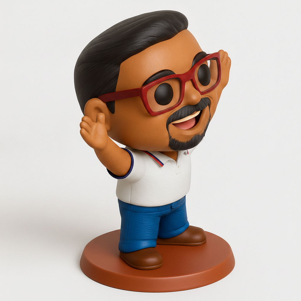 face to 3d model ai-3D portrait printing from photo_Welcoming Happy Man Figurine - Desk Buddy & Gift