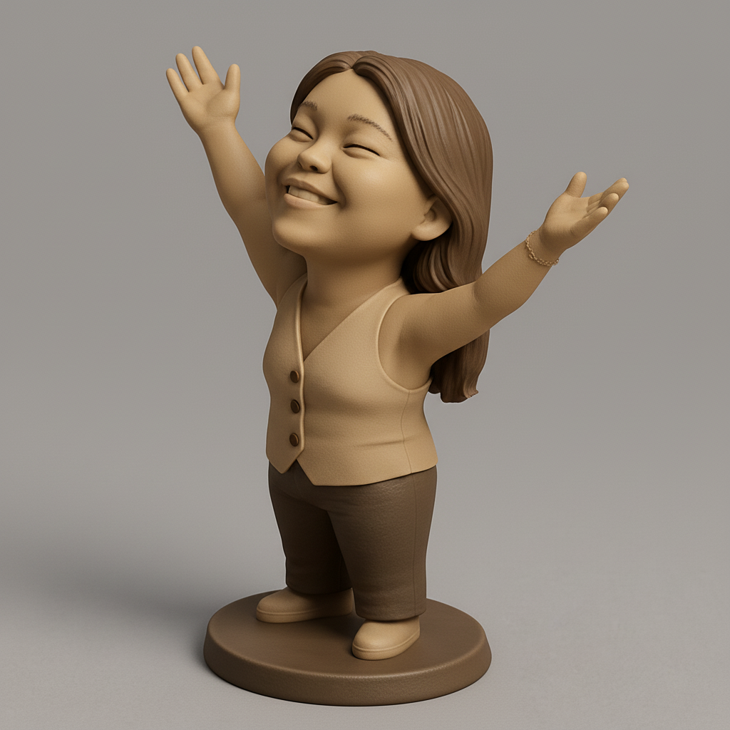 face anatomy 3d model-create 3d face model from photo_Embrace Joy Figurine: Happy Outstretched Arms