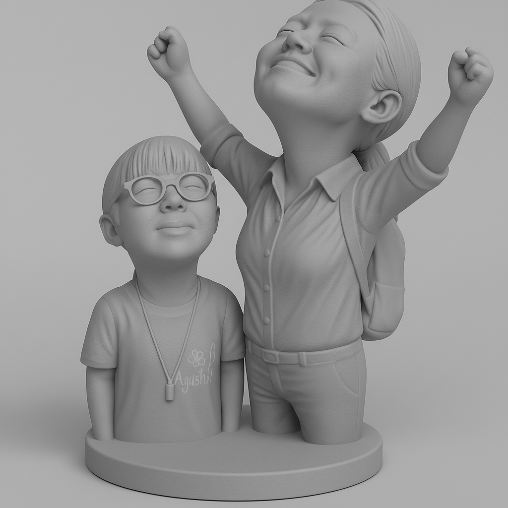 silhouette 3d printer maker-3d portrait printing_Joyful Family Celebration Figurine