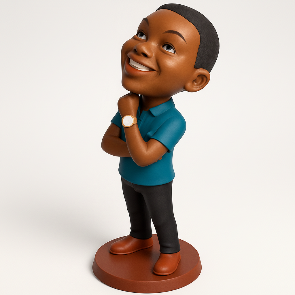 face to 3d model ai-3D portrait printing from photo_Inspired Young Thinker Bobblehead