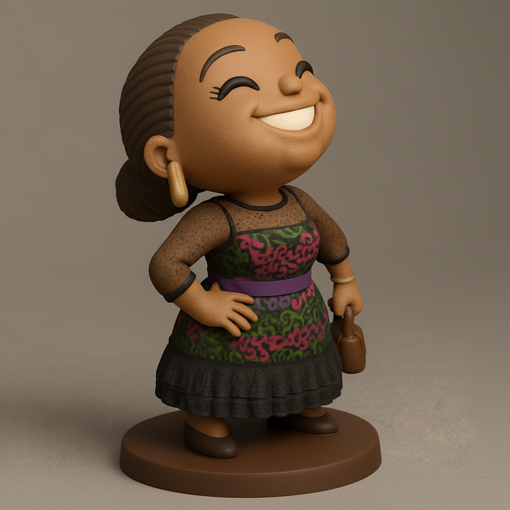 face to 3d model ai-3D portrait printing from photo_Joyful Spirit Figurine: Happy Woman Collectible