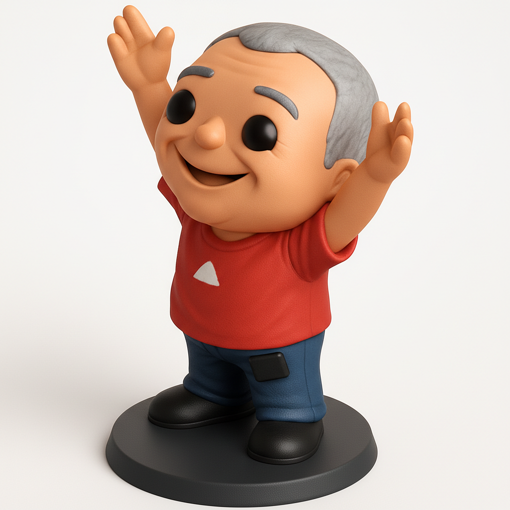 face to 3d model ai-3D portrait printing from photo_Charming Waving Enthusiast Figurine