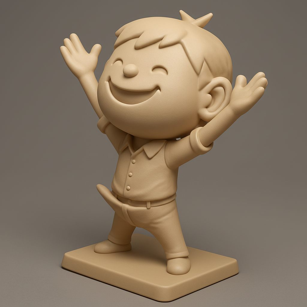 face anatomy 3d model-create 3d face model from photo_Uninhibited Joy: Expressive Cartoon Boy Figure