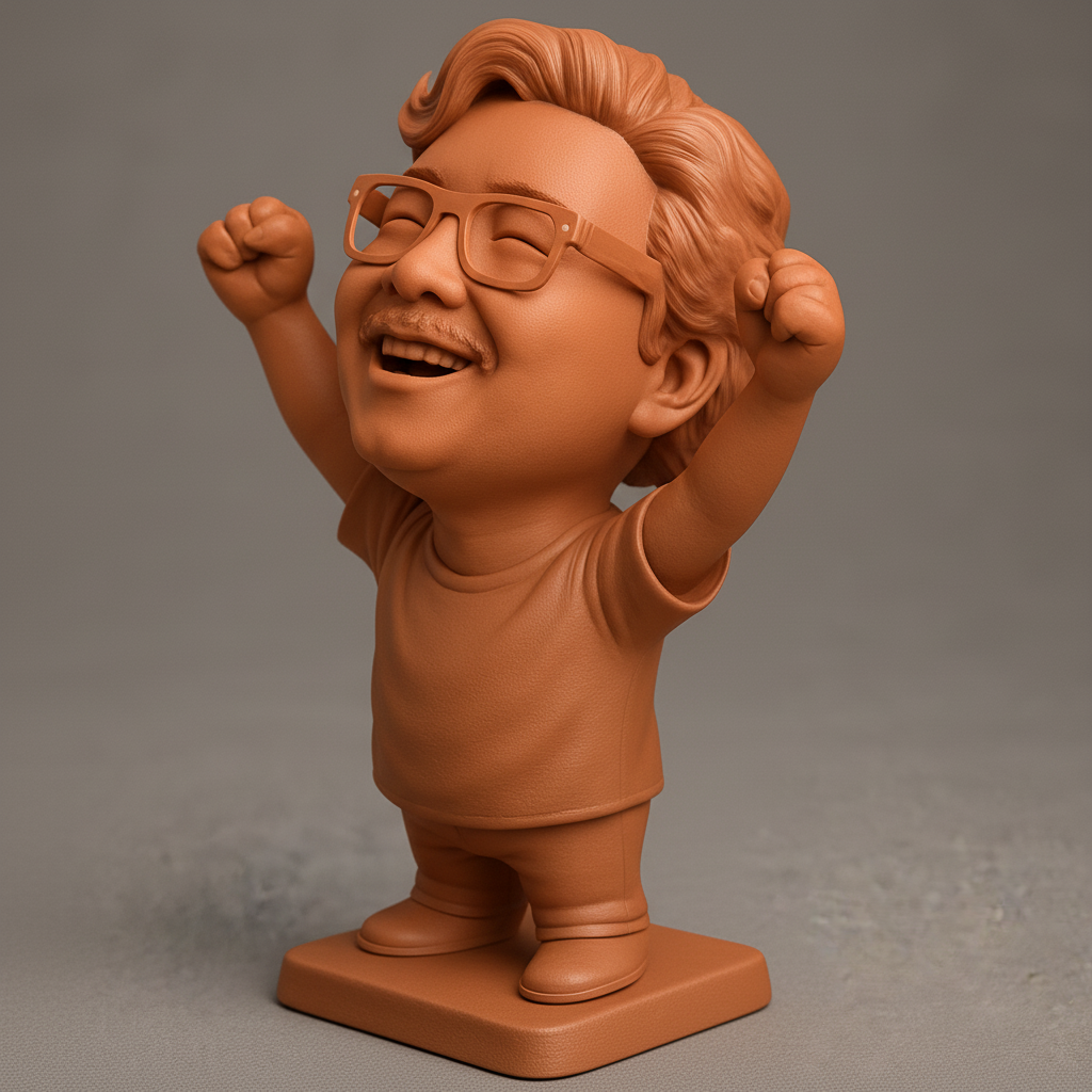 silhouette 3d printer maker-3d portrait printing_Expressive Joy Figurine: Celebrate Victories!
