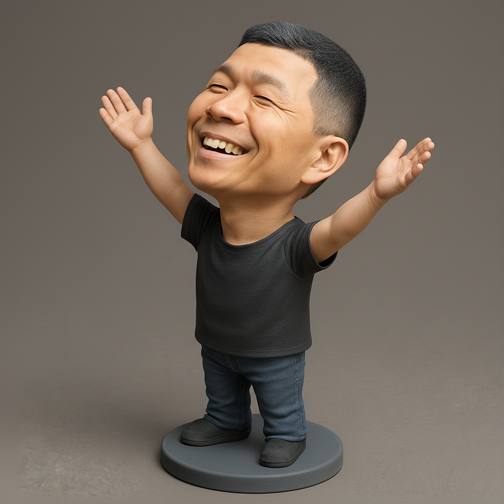 face to 3d model ai-3D portrait printing from photo_Cheering Bobblehead - The Spirit of Joy!