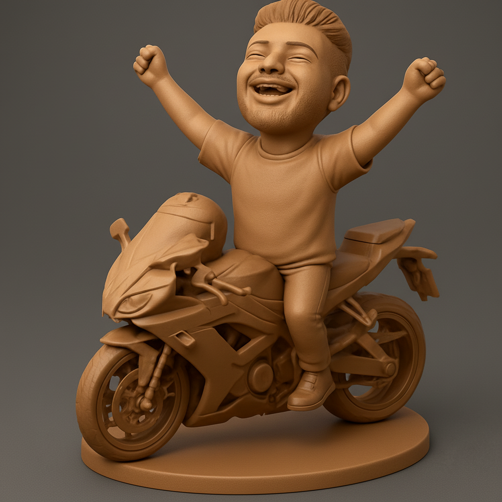 face anatomy 3d model-create 3d face model from photo_Thrilled Rider: Dynamic Sport Bike Figurine