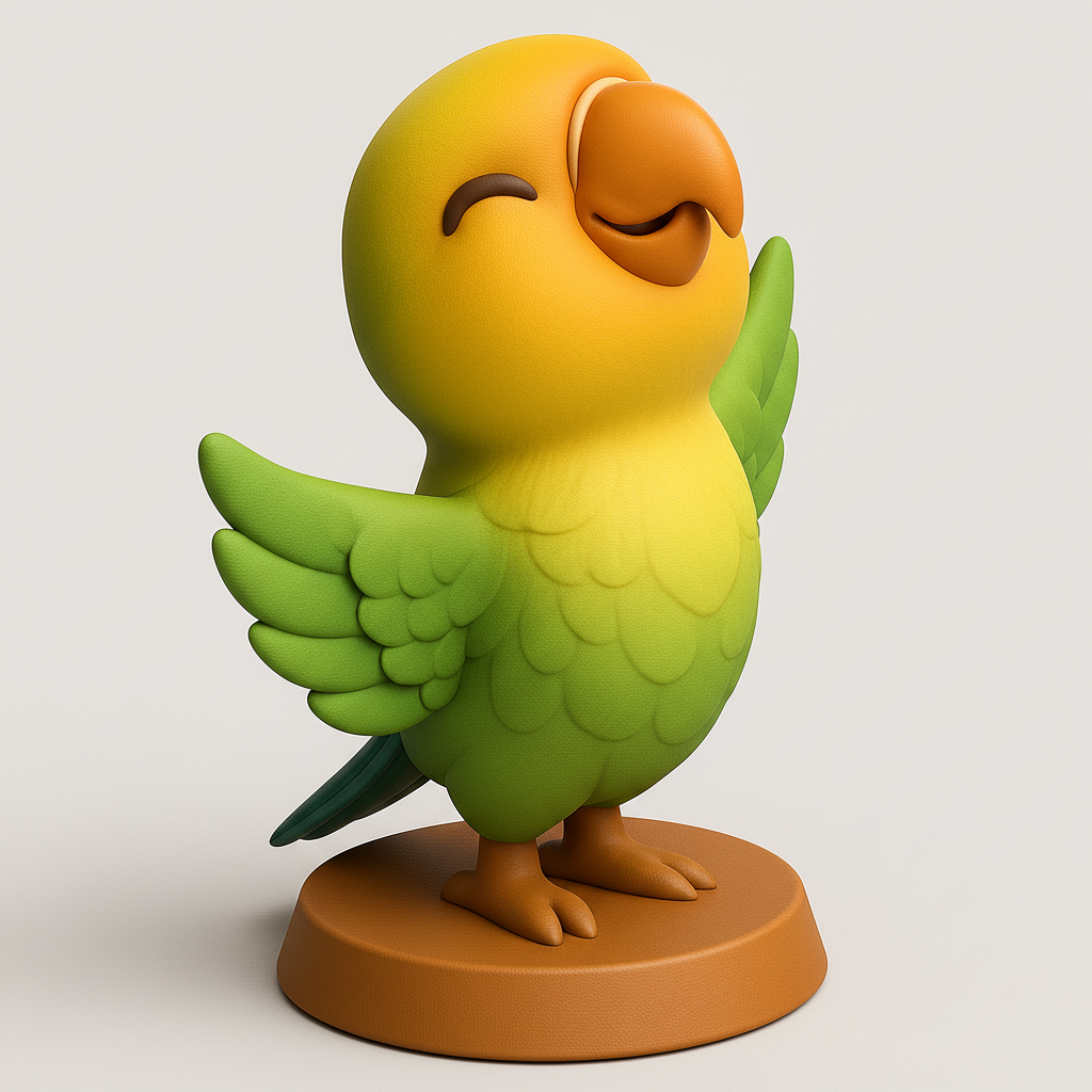 silhouette 3d printer maker-3d portrait printing_Cheerful 3D Parrot Figurine
