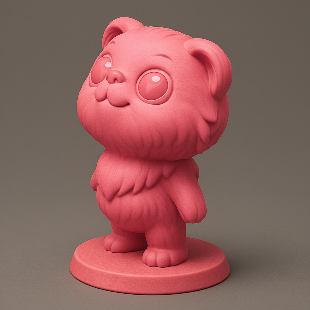 face to 3d model ai-3D portrait printing from photo_Whimsical Fluffy Creature Figurine: Your Cute Desk Pal
