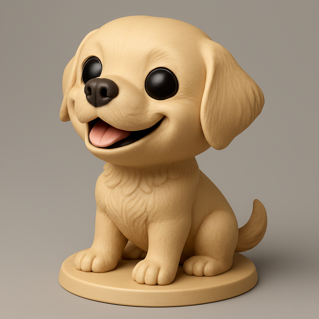 face to 3d model ai-3D portrait printing from photo_Joyful Golden Retriever Puppy - Easy Print!